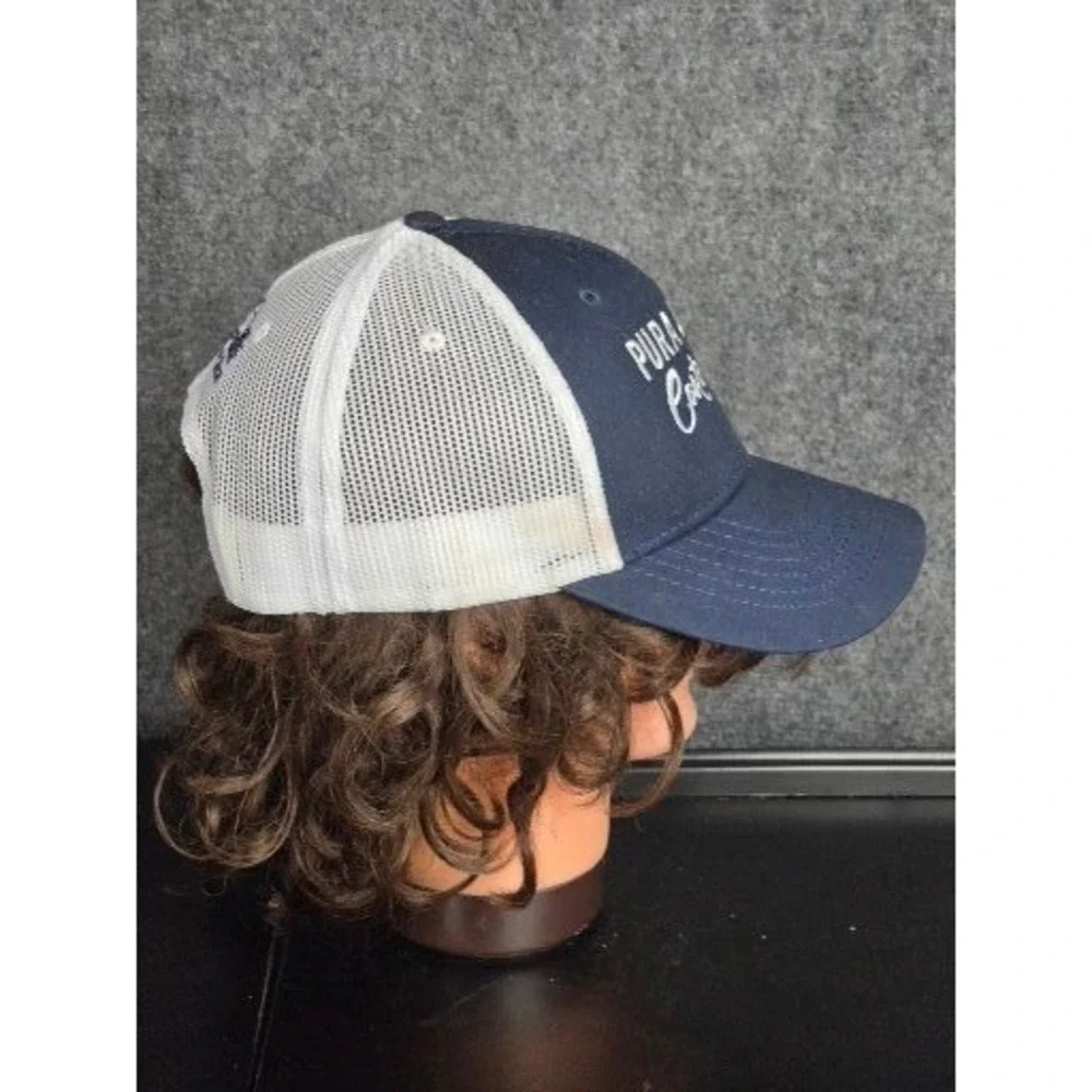 Pura Vida Costa Rica Mesh Trucker‎ Hat Navy Blue White Embroidered Gorilla Caps